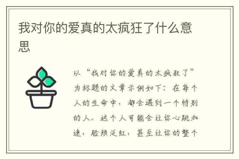 我对你的爱真的太疯狂了什么意思